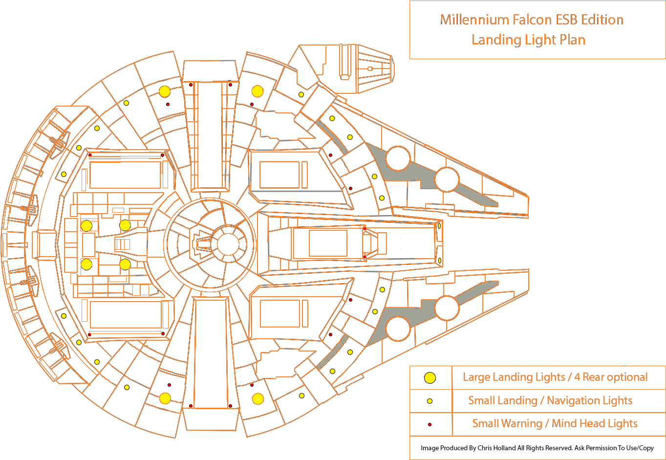 In The Lighting Set There Are 5 Different Sets Of Lights - Millennium Falcon Caution Lights Clipart (1508x1073), Png Download