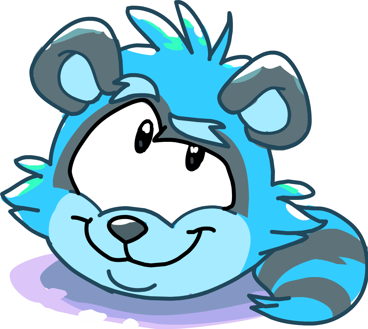 Sasquatch Story Blue Raccoon - Club Penguin Green Raccoon Puffle Clipart (1212x1083), Png Download