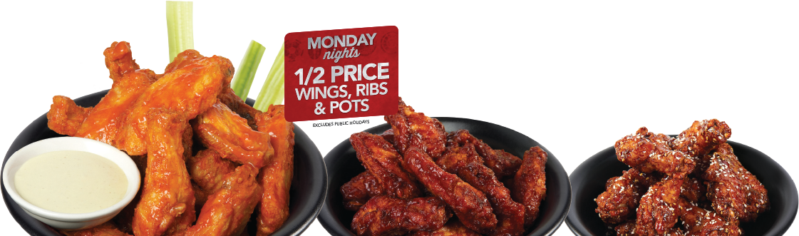 Wings-2014 - Wings & Ribs Png Clipart (1121x331), Png Download