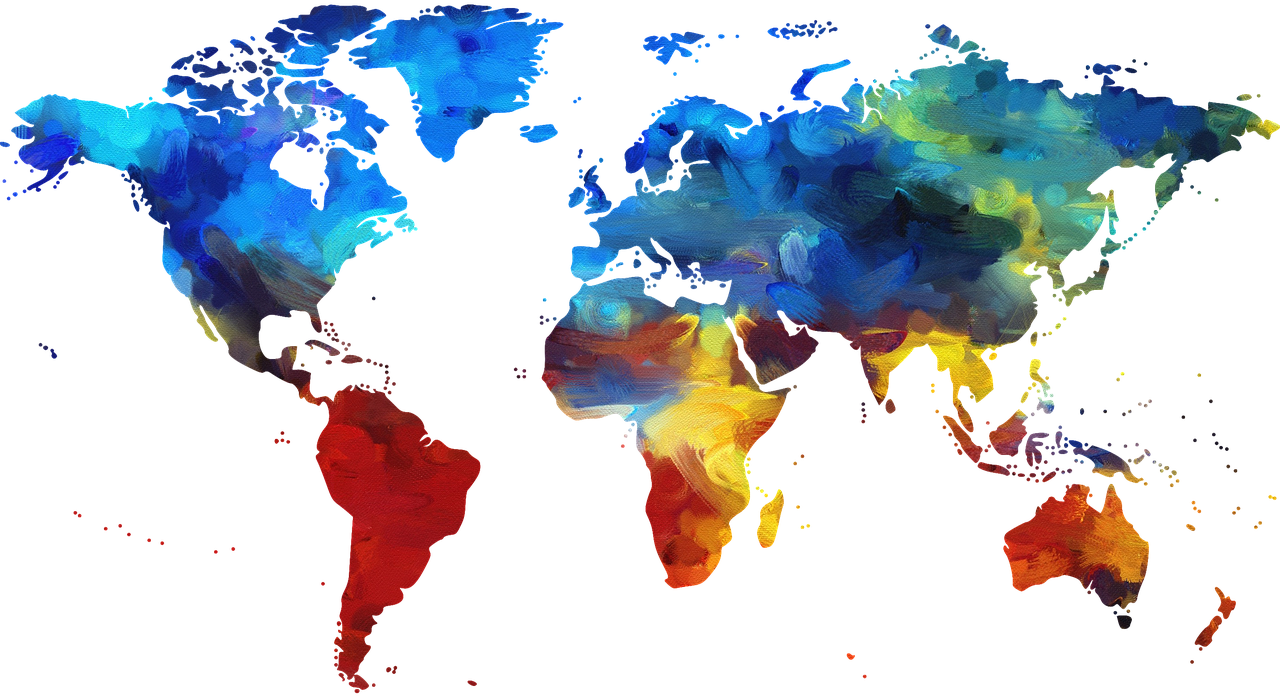 International Business - Colourful World Map Png Clipart (1280x698), Png Download
