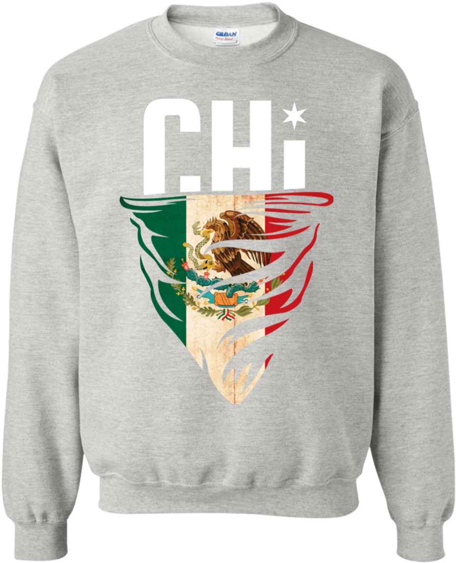 Adult Chi Mexican Flag Crewneck , Png Download Clipart (930x1147), Png Download