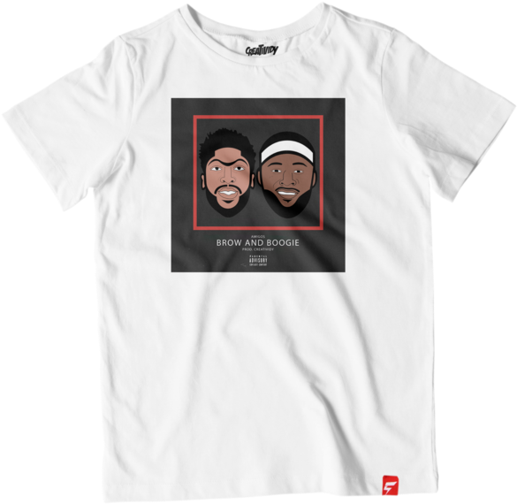 Brow And Boogie Caricature Tee - T-shirt Clipart (585x570), Png Download