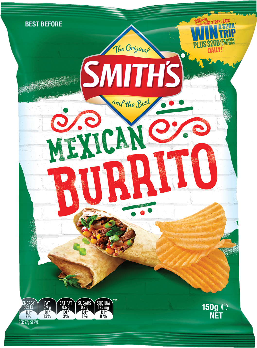 Smith's Mexican Burrito Chips 150g Clipart (1057x1431), Png Download