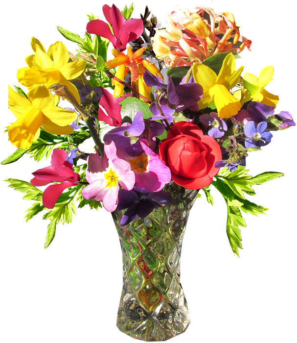 Flower, Vase, Spring - Flower With Vase Png Clipart (616x720), Png Download