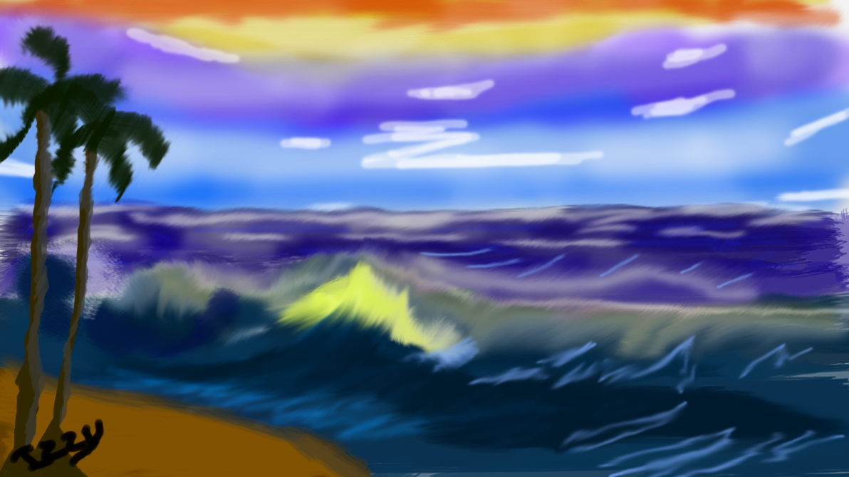 Graphic Royalty Free Download Bob Ross In Photoshop - Painting Of A Seascape By Bob Ross Clipart (1192x670), Png Download