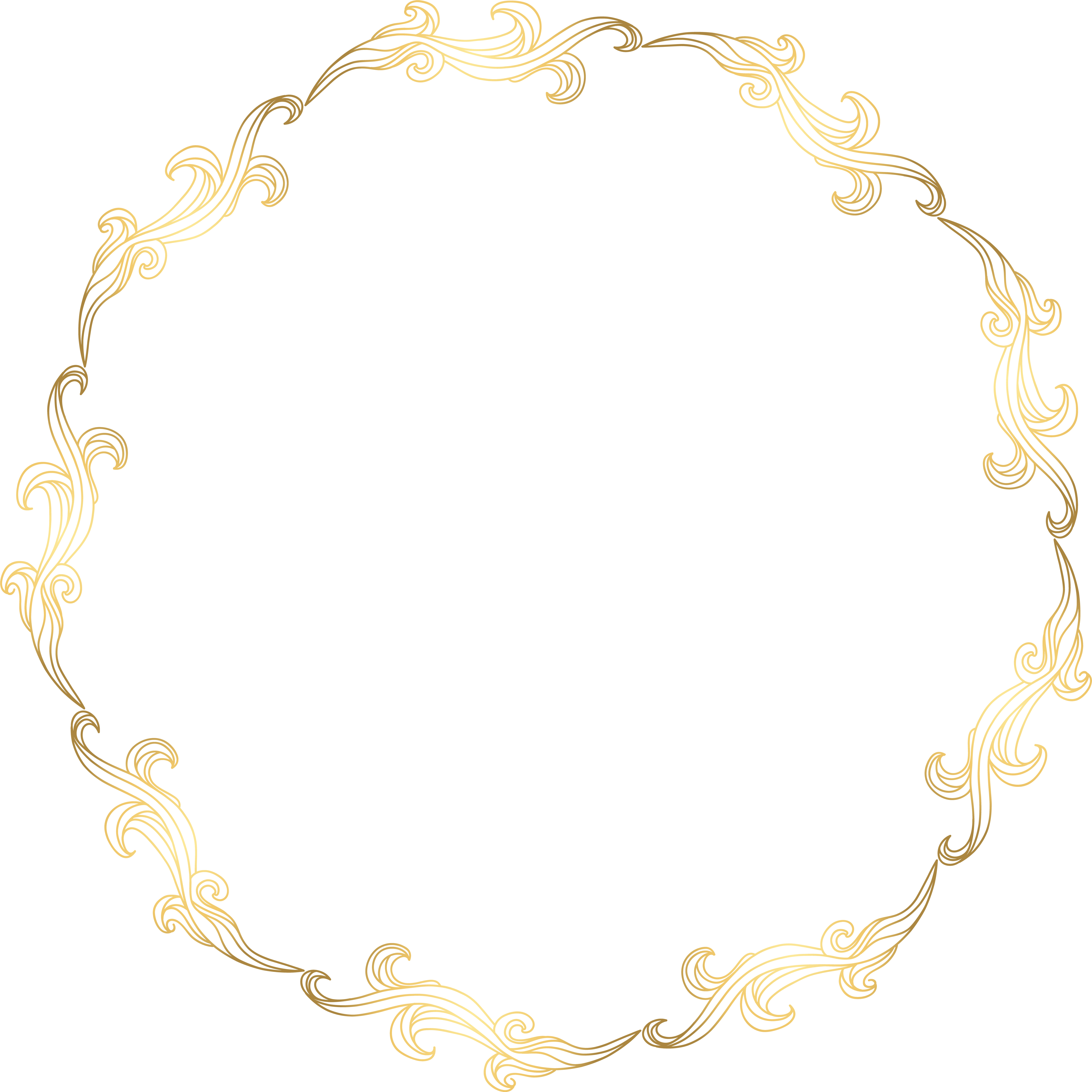 Floral Gold Round Border Png Transparent Clip Art Image (7994x8000), Png Download