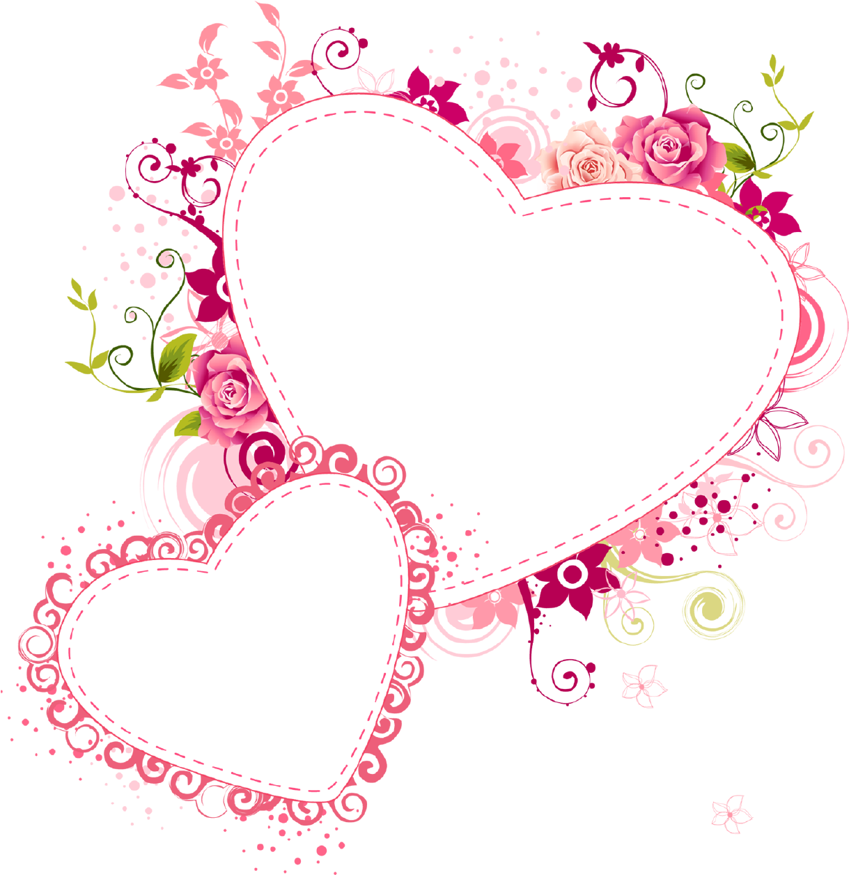Hearts Png Heart Frame Transparent Pink Hearts Transparent - Flower Heart Frame Png Clipart (578x600), Png Download