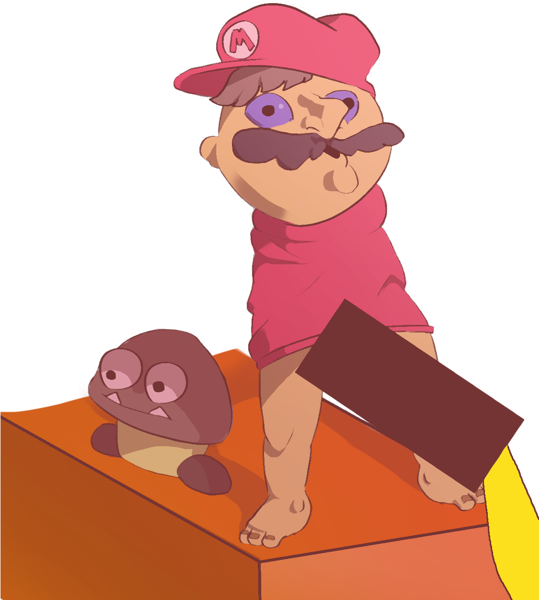 Pink Cartoon Mammal Vertebrate Nose Male - Mario Taking A Piss Clipart (1046x1200), Png Download