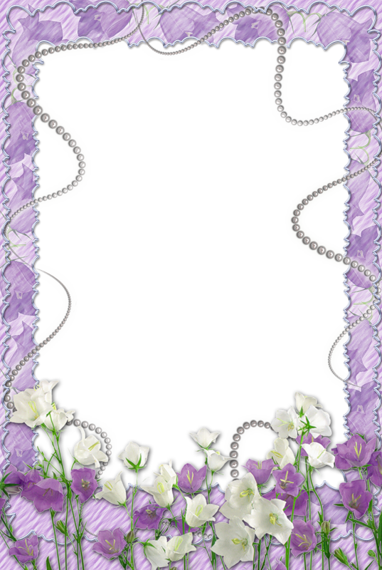 Soft Purple Transparent Frame With Flowers - Purple Flower Frame Png Clipart (537x800), Png Download