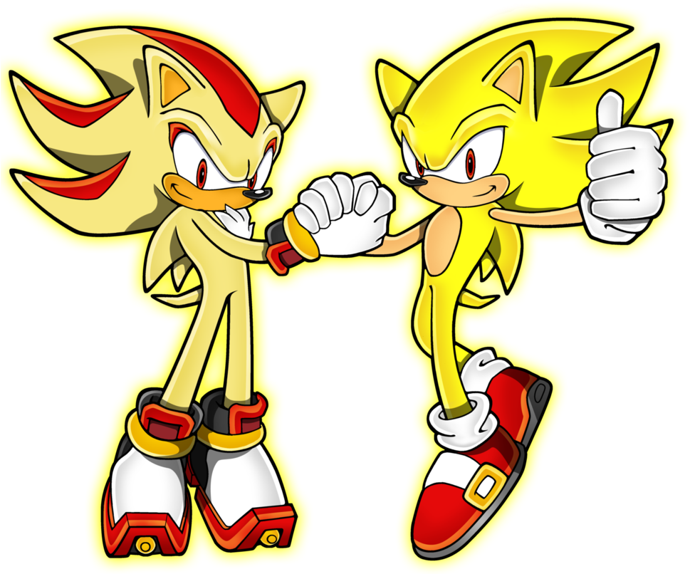 Ese Si Es Un Equipo Sonic The Hedgehog Drawing - Super Sonic And Shadow Clipart (981x814), Png Download