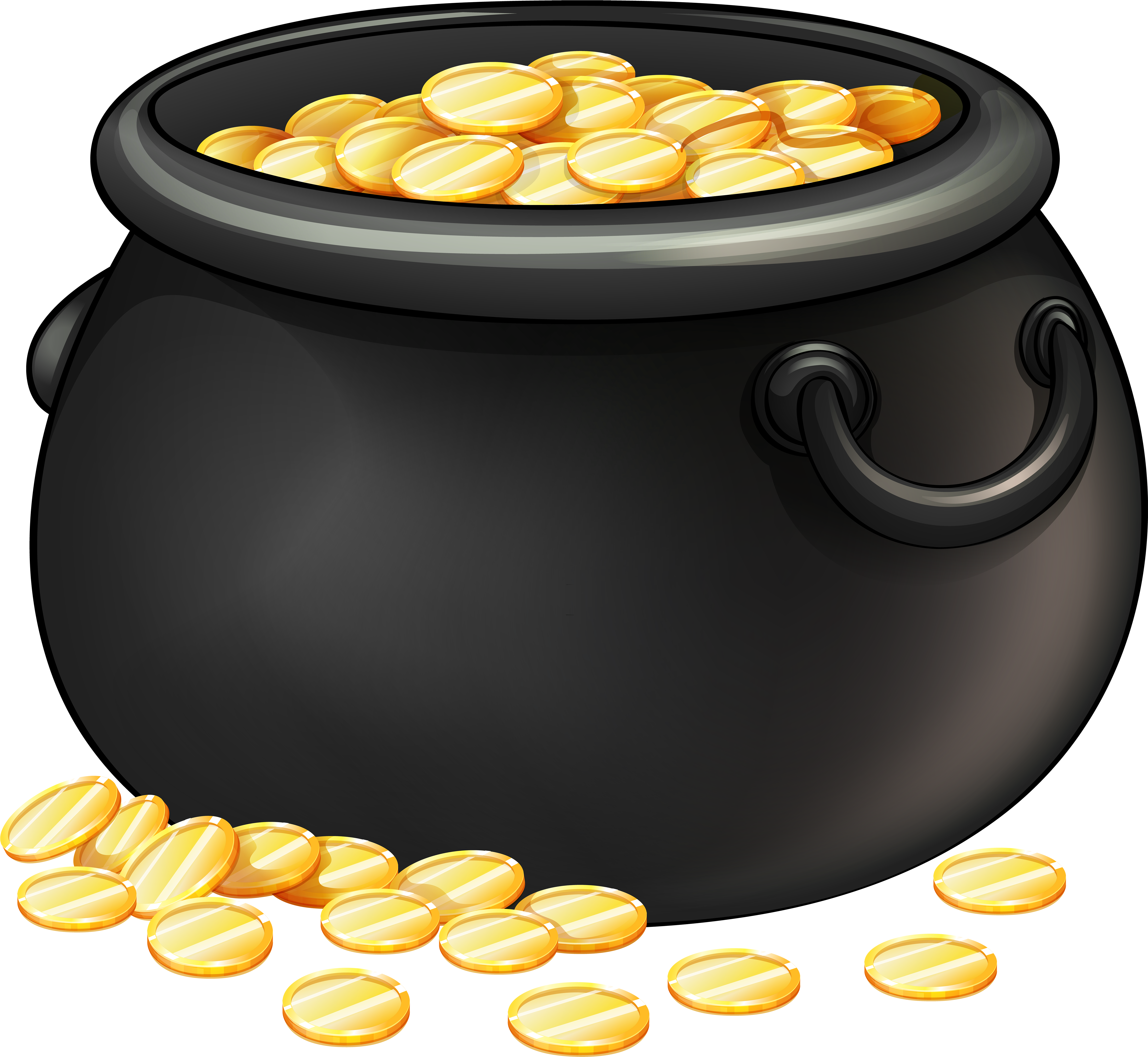 Download Black Pot Of Gold Png Png Images Background - Transparent Pot Of Gold Clipart (850x782), Png Download