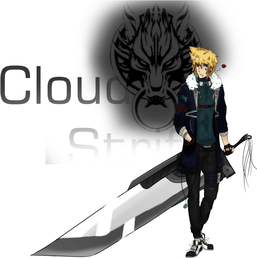Cloud Strife Anime Wallpaper ✓ Best Hd Wallpaper - Final Fantasy 7 Wolf Clipart (893x896), Png Download