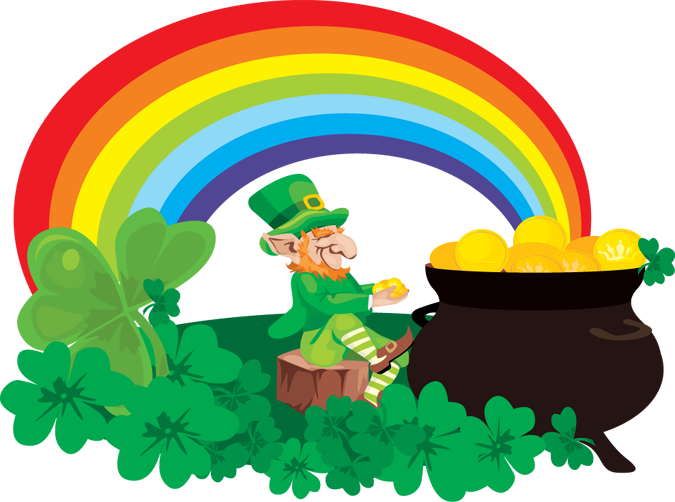 Pot Of Gold And Rainbow - Saint Patrick's Day Clip Art Pot Of Gold - Png Download (675x502), Png Download