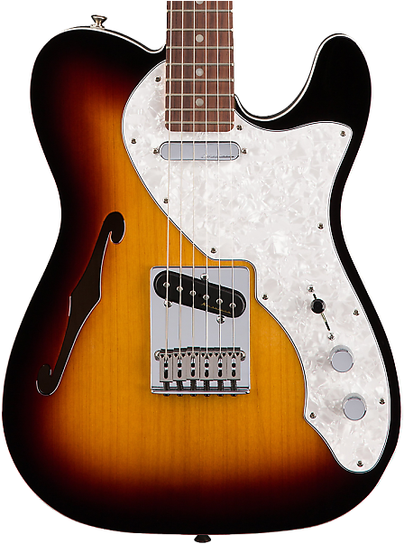 Fender Deluxe Telecaster Thinline 3 Colour Sunburst Clipart (620x620), Png Download