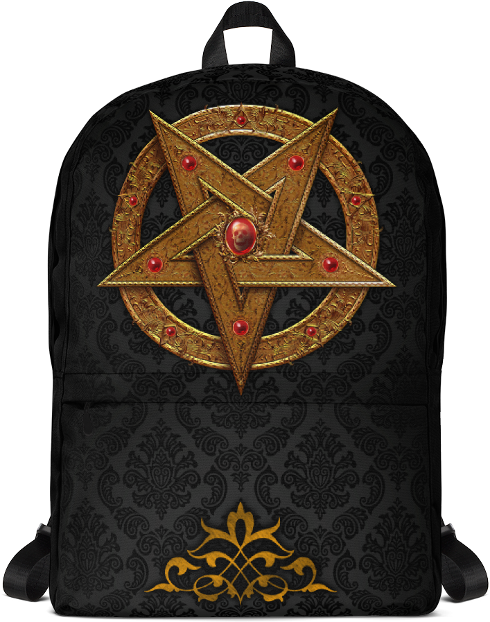 Goth Gold Pentagram Backpack - Backpack Clipart (1000x1000), Png Download