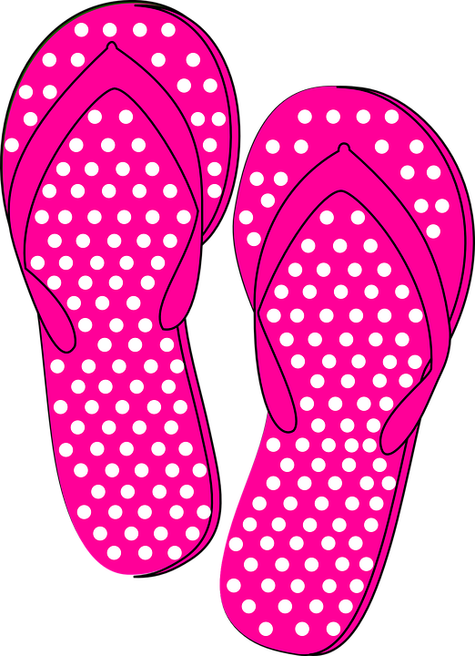 Pink Clipart Summer - Pink Polka Dot Flip Flops - Png Download (522x720), Png Download