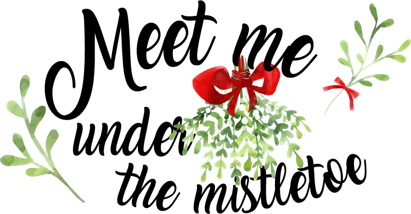 Meet Me Under The Mistletoe Christmas Sticker - Calligraphy Clipart (801x417), Png Download