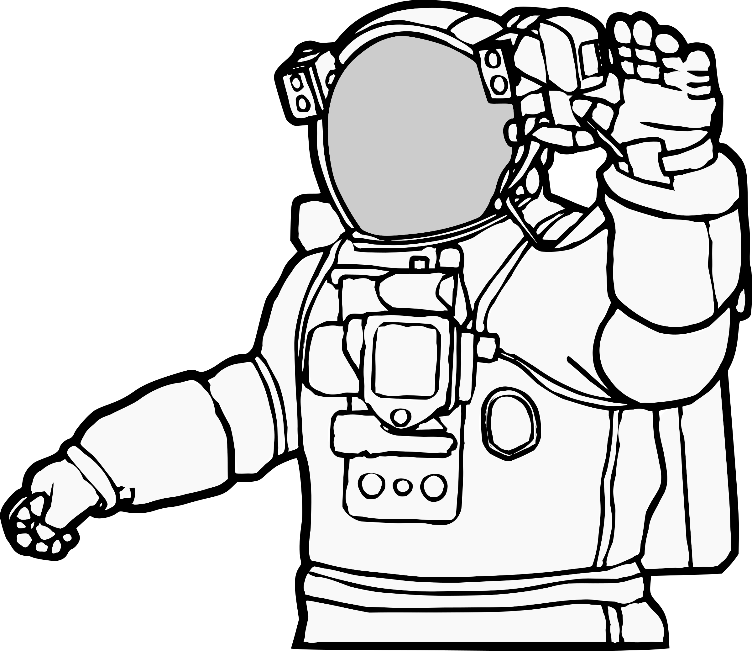 Astronaut Black And White Clipart (2400x2076), Png Download