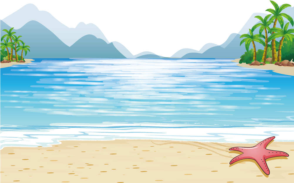 Mountains Illustration Vector Sea Child Beach Clipart - Beach Cartoon With Family - Png Download (1000x1000), Png Download