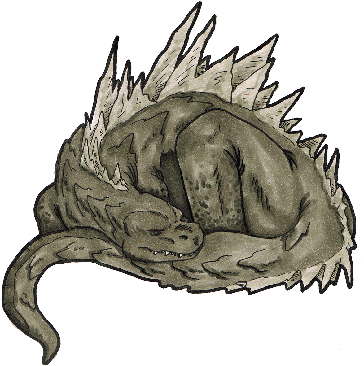 Sleeping Godzilla Stickers - Godzilla Sleeping Clipart (1200x1213), Png Download