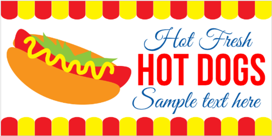 Hot Fresh Hot Dogs Vinyl Banner - Hot Dog Banner Png Clipart (560x560), Png Download