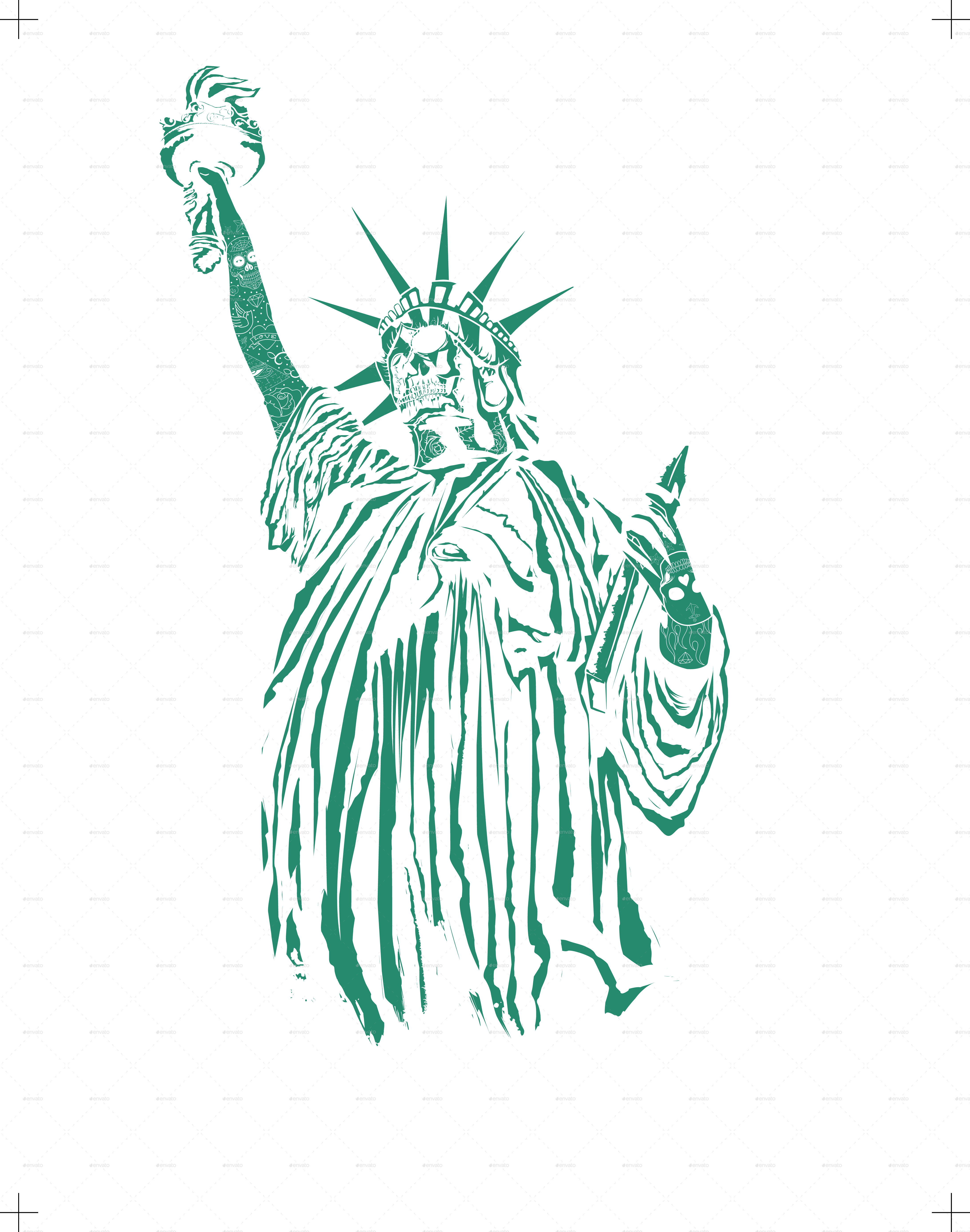 Liberty Drawing Fire - Illustration Clipart (4370x5551), Png Download