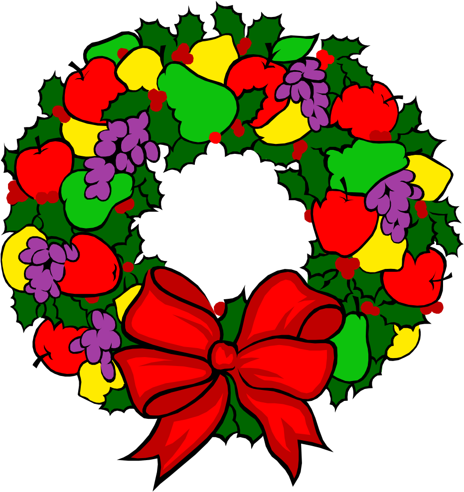 Holiday Fruit Wreath - Christmas Design Clip Art - Png Download (931x988), Png Download