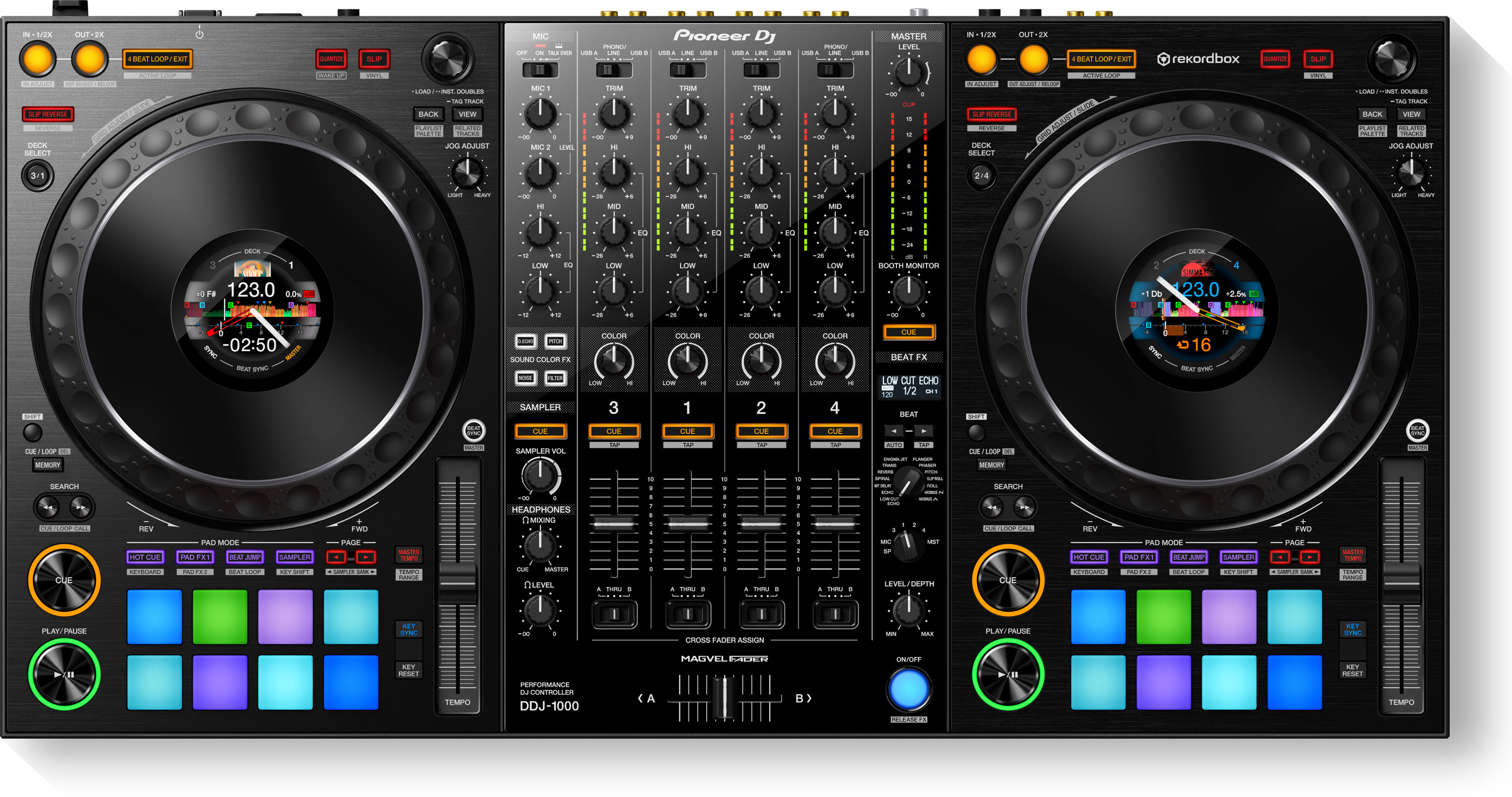 The 4-channel Professional Performance Dj Controller Clipart (3129x1652), Png Download