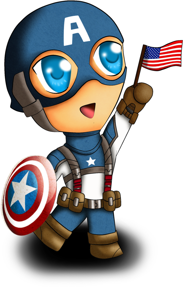 Cartoon Captain America Png - Avengers Chibi Captain America Png Clipart (727x1138), Png Download