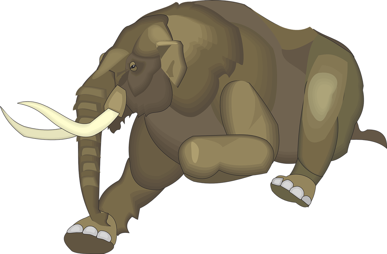 Running Animal Ancient Elephant Png Image - Indian Elephant Clipart (1280x840), Png Download