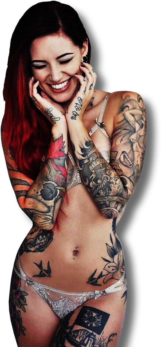 Tattoo Girl Png - Inked Girl Png Clipart (600x1217), Png Download