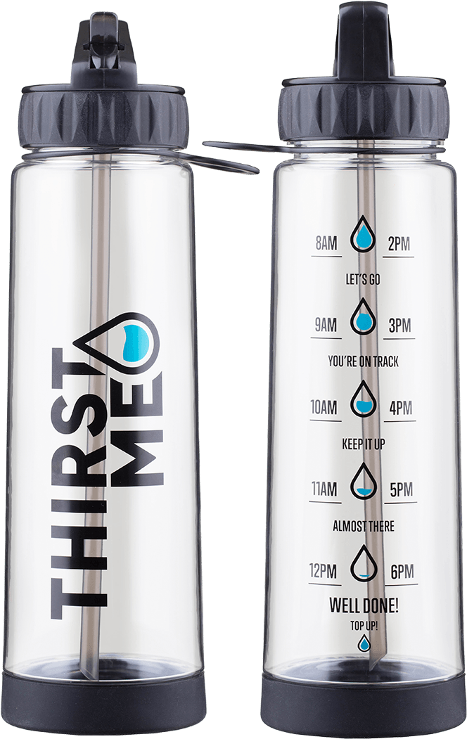 Black Thirstme Water Tracker Bottle - Water Bottle Clipart (1080x1080), Png Download