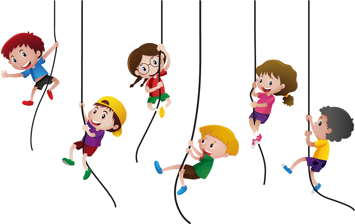 Kids Climbing Up Rope - Climbing Rope Clipart - Png Download (1200x772), Png Download