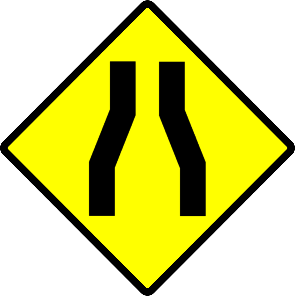 Indonesia New Road Sign 1m - Road Narrows On Both Sides Sign Clipart (1141x1142), Png Download