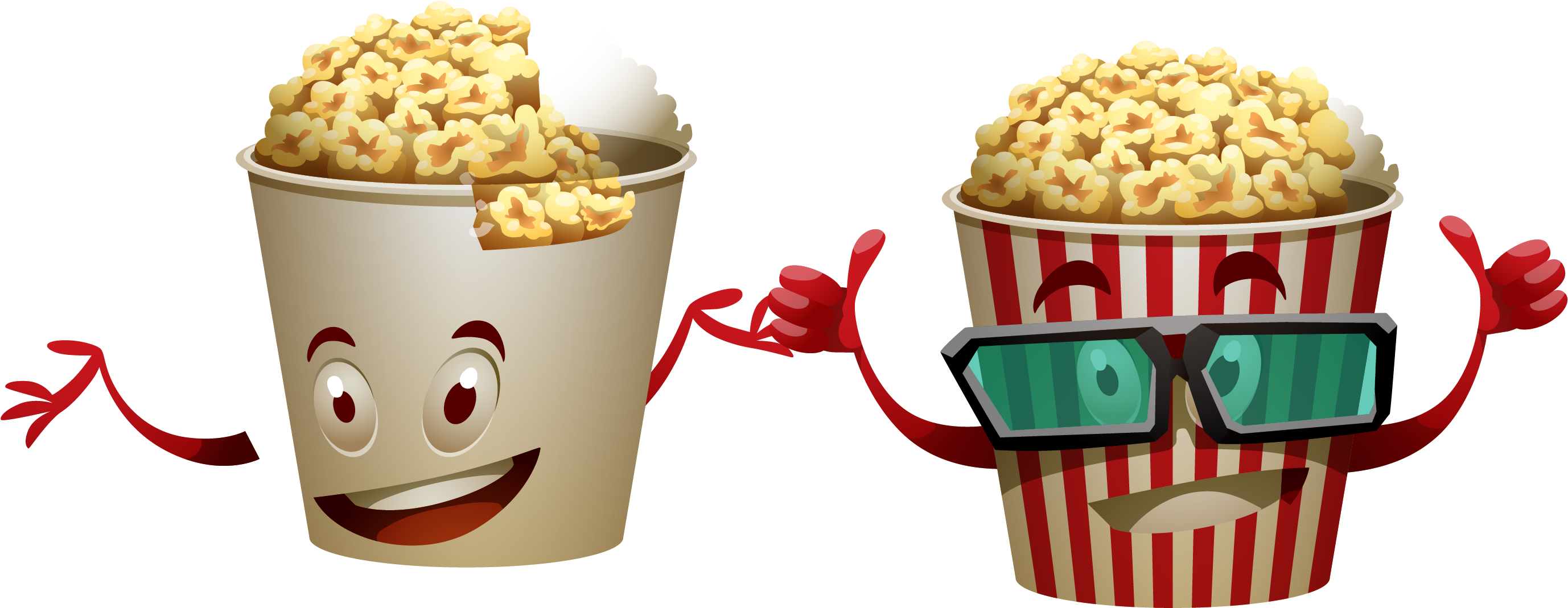 Sundae Anthropomorphic Bucket - Popcorn Clipart Thumbs Up - Png Download (2855x1248), Png Download