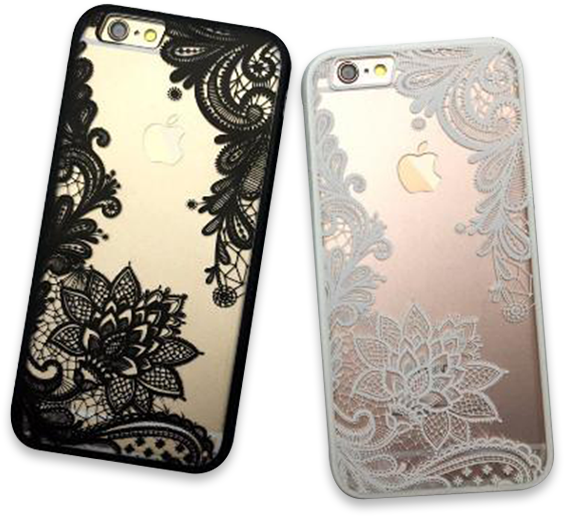 214-flower Lace Full Edge Protection Mandala Vintage - Floral Black And Clear Iphone 6s Plus Phone Case Clipart (620x620), Png Download