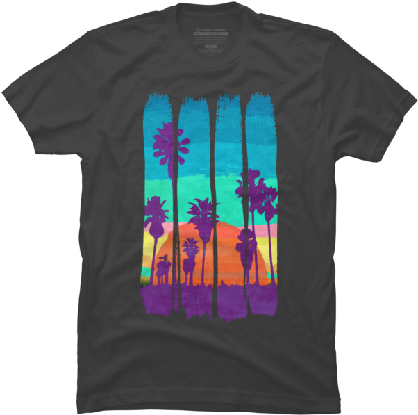 Vintage Brush Strokes Miami Beach Summer Sunset - Australia T Shirt Design Clipart (650x650), Png Download