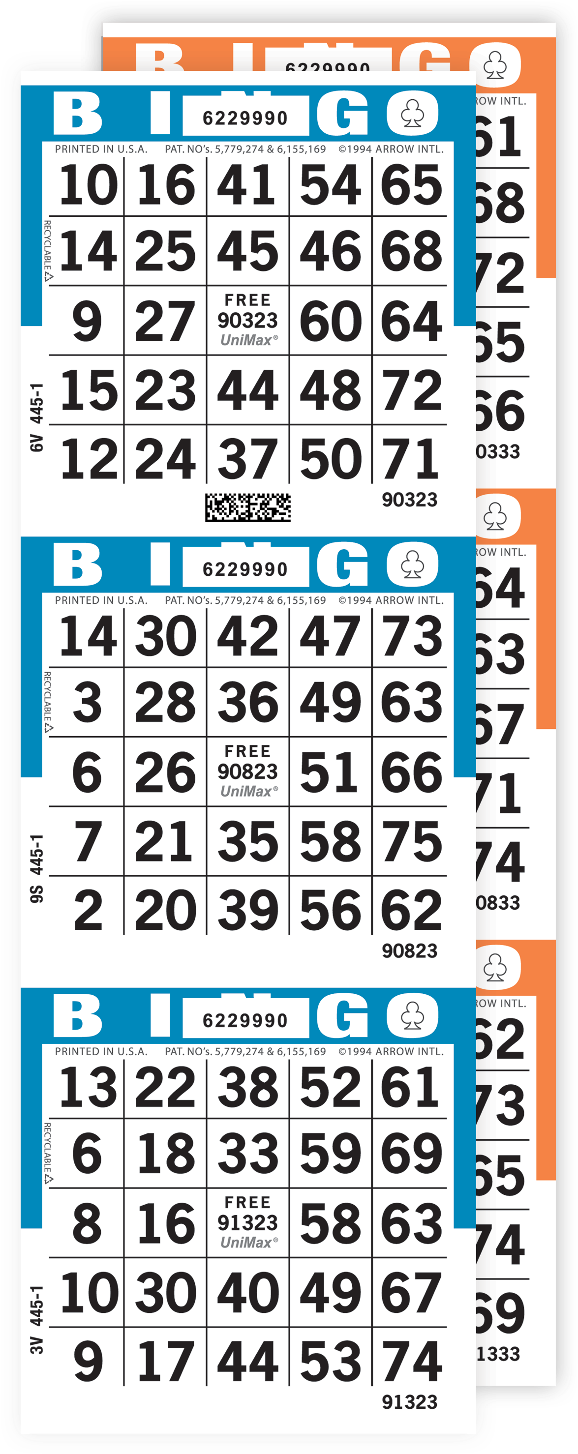 Unimax 3-on Bingo Paper - Bingo Clipart (1338x3078), Png Download
