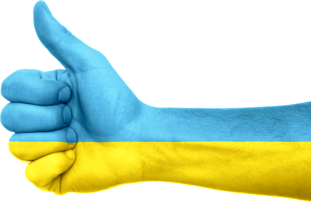 Ukraine Flag On Hand Clipart (1280x837), Png Download