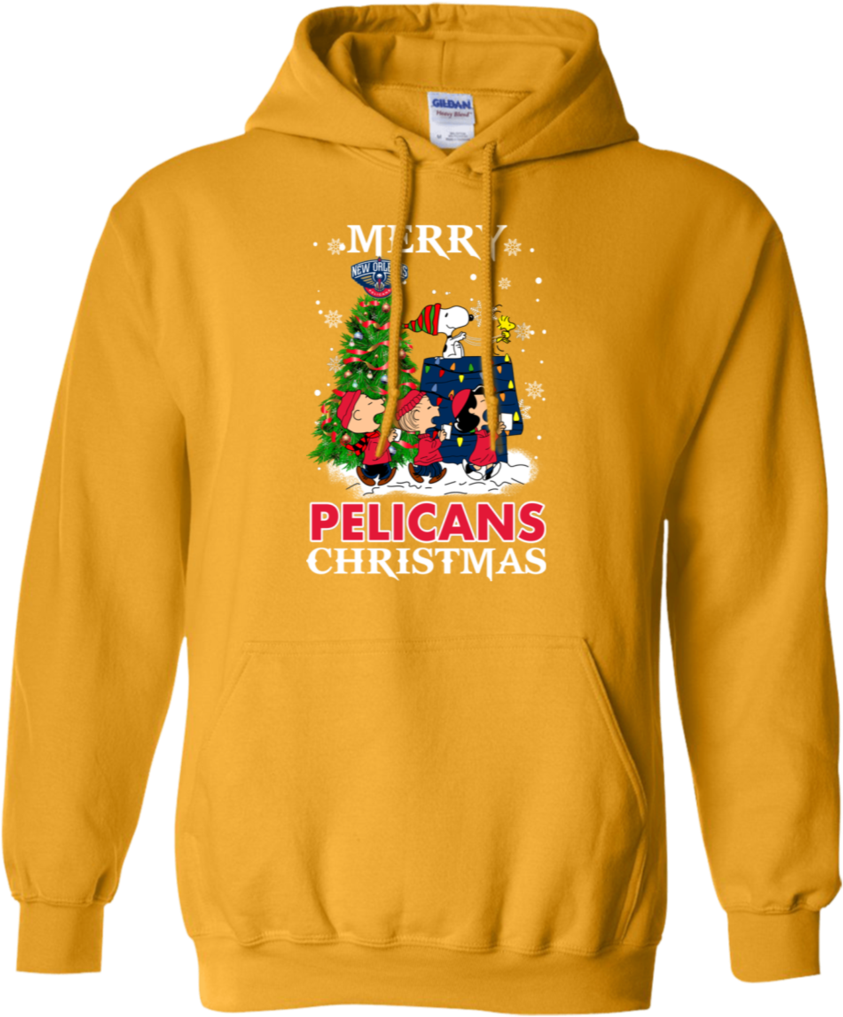 Merry New Orleans Pelicans Christmas Snoopy Ugly Sweater - Yellow Hoodie With Rose Clipart (1024x1024), Png Download