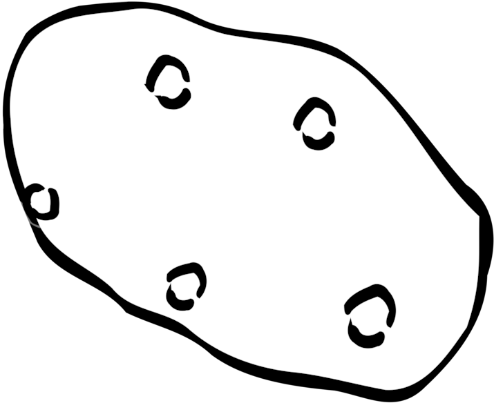 Potatoes Drawing Potato Line - Potato Clipart Black And White - Png Download (750x750), Png Download