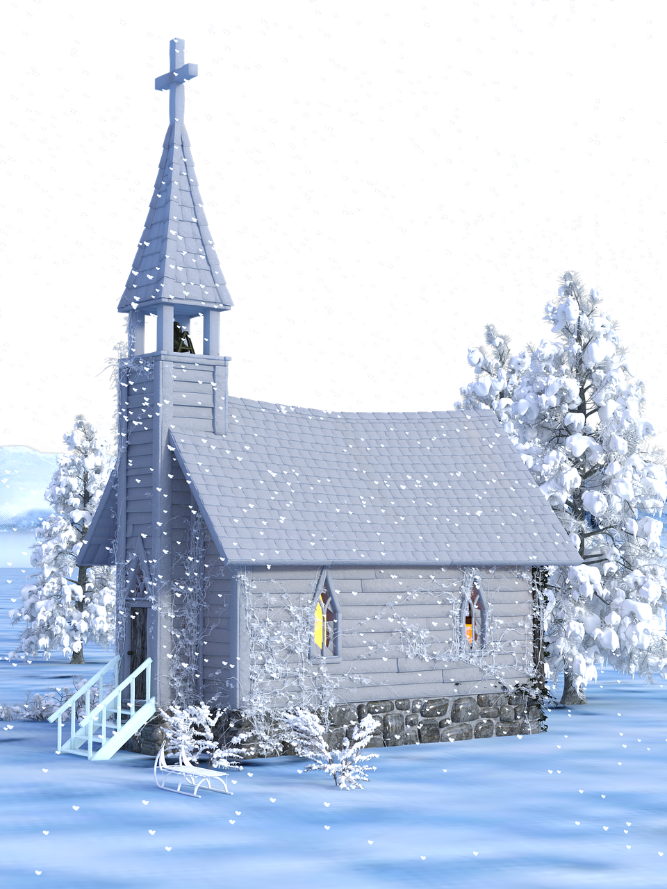 Christmas Advent Church Snow Png Image - Christmas Church In The Snow Clipart (960x1280), Png Download