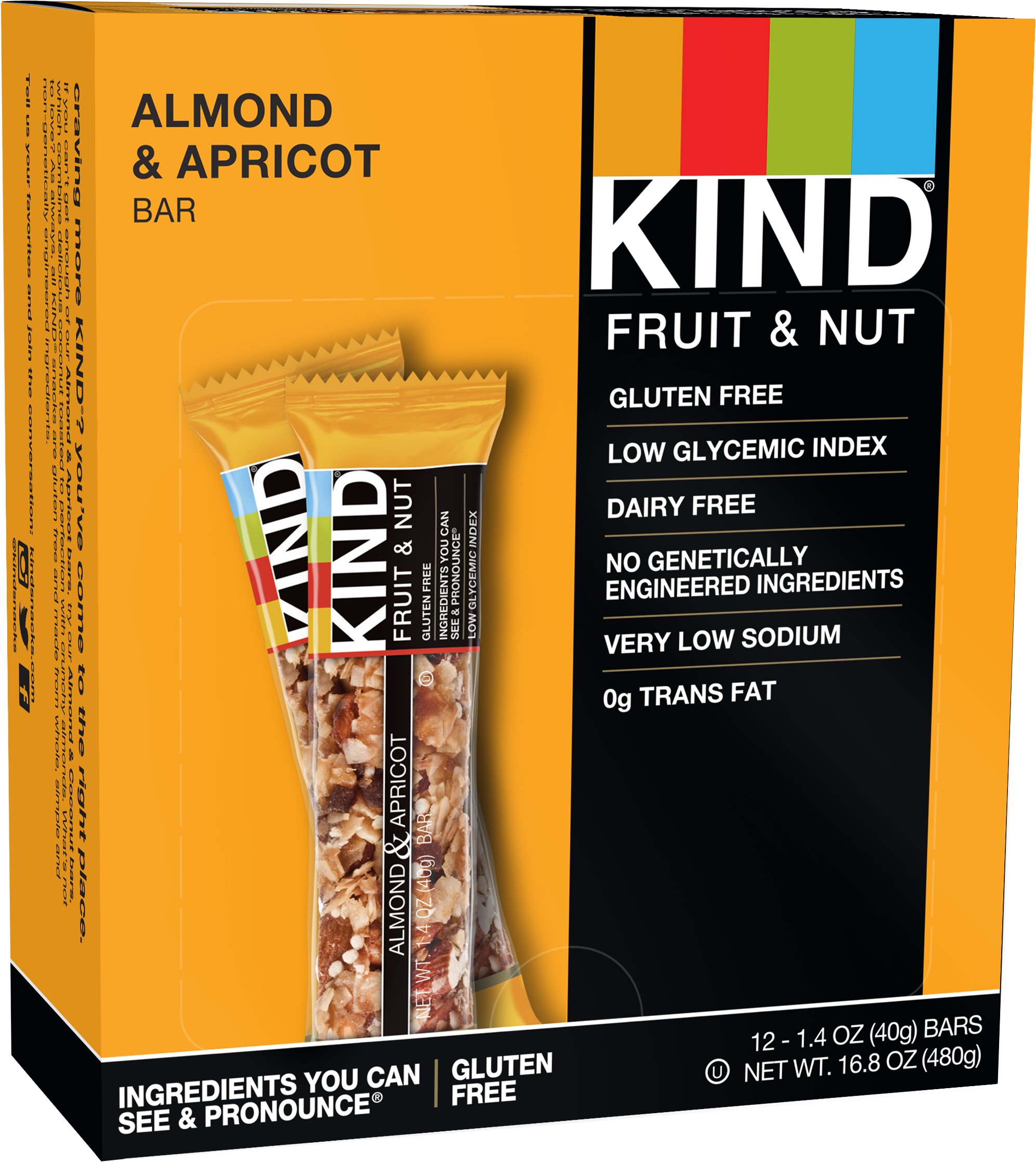 Kind Bars, Almond & Apricot, Gluten Free, Low Sugar, - Chocolate Coconut Kind Bars Clipart (2418x2400), Png Download
