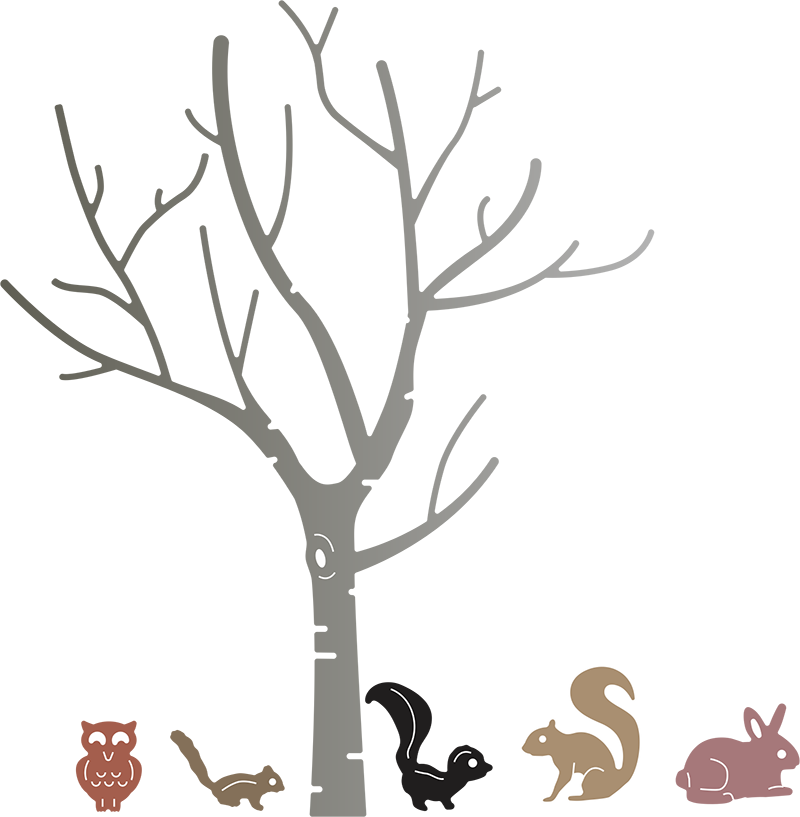 B With Cute Critters Cheery Lynn Designs - Tree Cutting Die Clipart (800x817), Png Download
