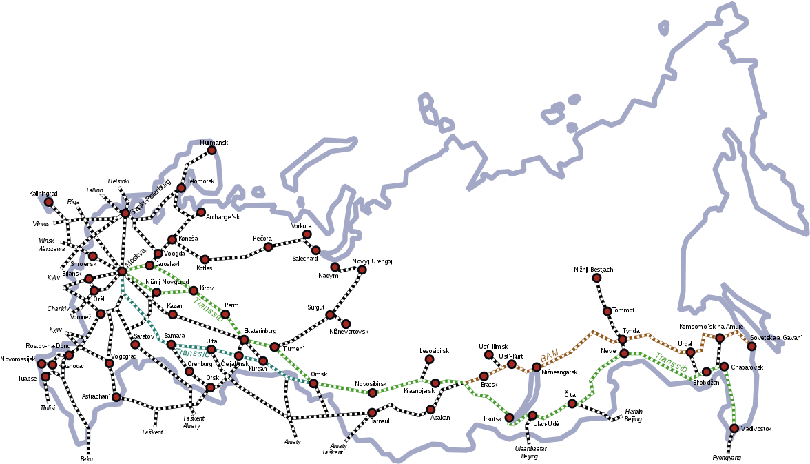 Russia Railway Map Clipart (1200x675), Png Download