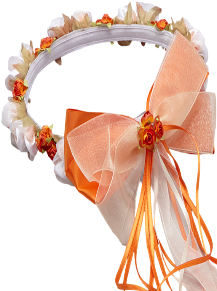 Orange Floral Crown Wreath Handmade With Silk Flowers, Clipart (732x980), Png Download