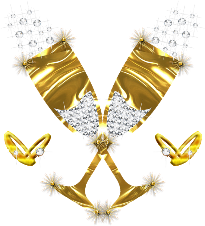 ,celebrate,wedding - Gold Champagne Glasses Png Clipart (1280x886), Png Download