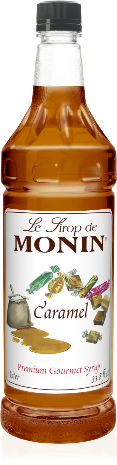 Monin Caramel 1l Plastic Bottle - Monin Caramel Syrup Clipart (776x1552), Png Download