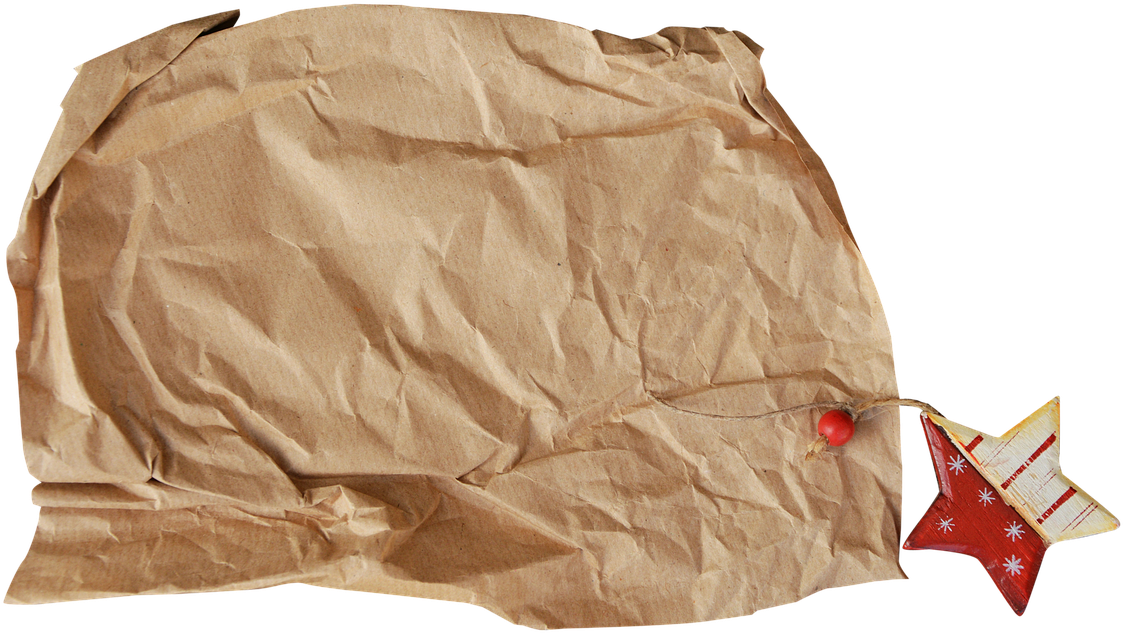 Photo Of A Wrinkled Brown Package With A Read And White, - Wrapping Paper Png Clipart (1280x768), Png Download