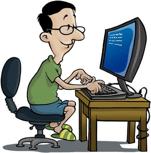 Person On Computer Confused Png - Computer Typing Cartoon Png Clipart (600x680), Png Download